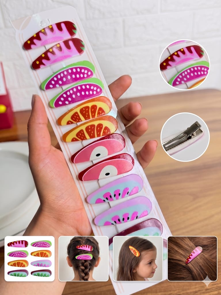 Assorted Fruit Pattern Snap Hair Clips