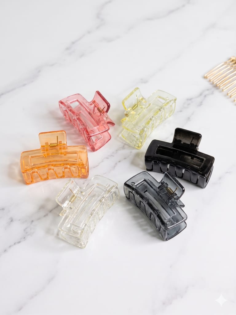Translucent Rectangular Claw Clips