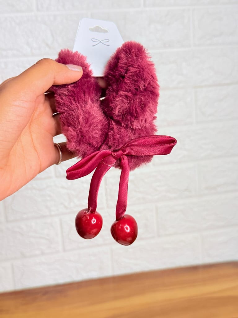 Cherry Plush Scrunchie