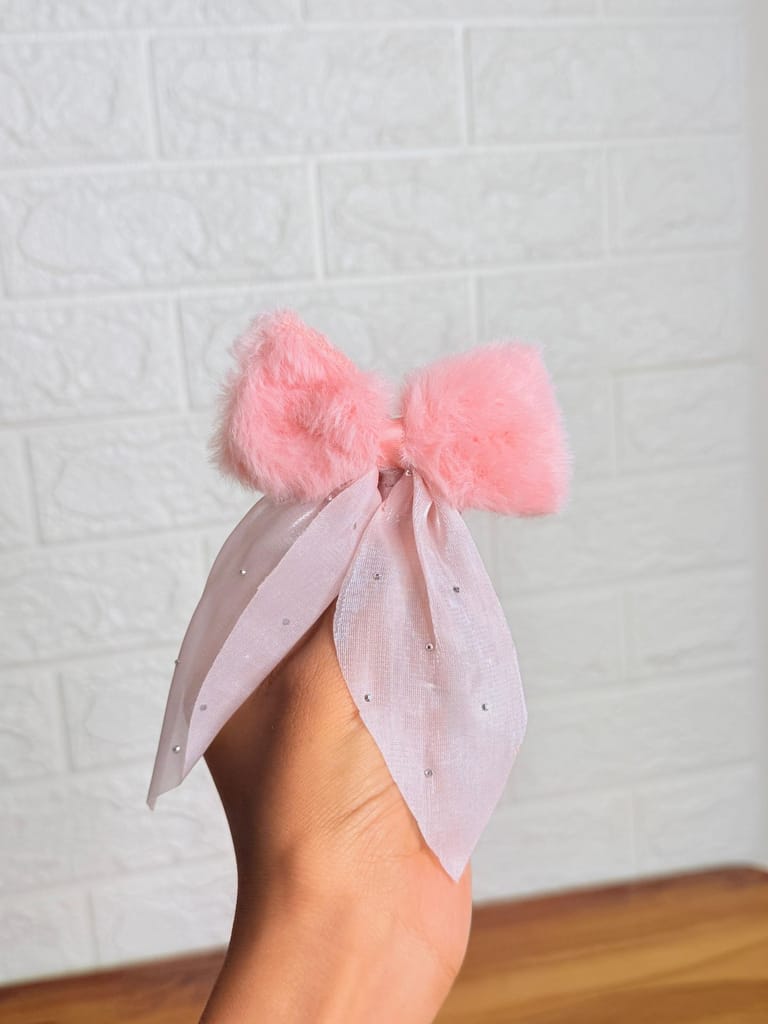 Faux-Fur Starry Ribbon Bows