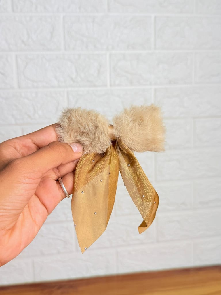 Faux-Fur Starry Ribbon Bows