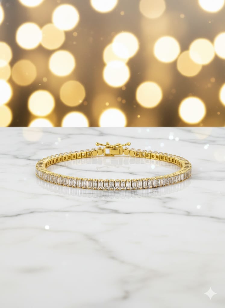 Golden tennis bracelet