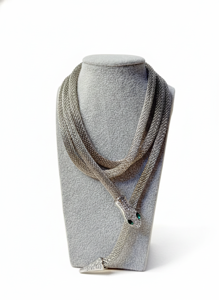 Snake mesh neck piece (silver)