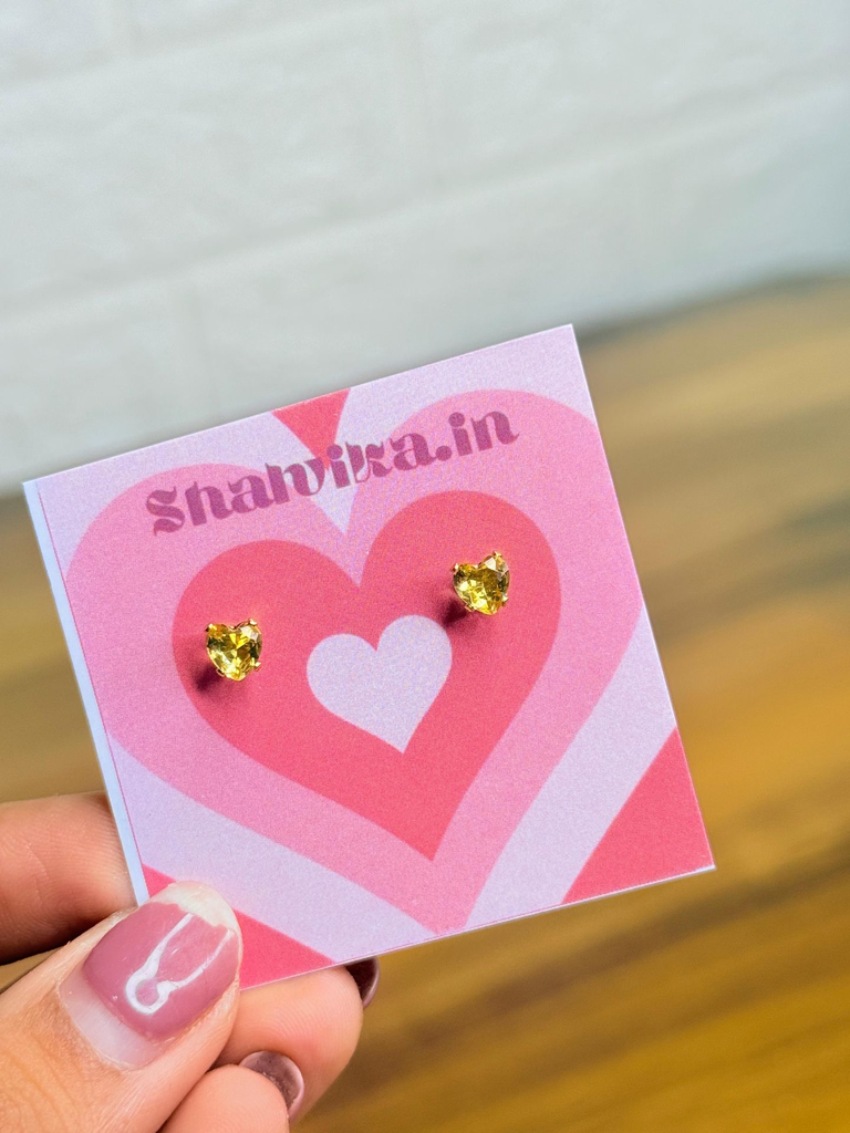 Canary Heart Studs
