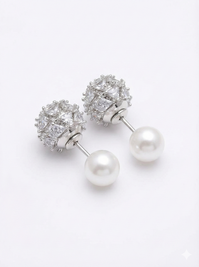 Stone and pearl studs (2 sided)