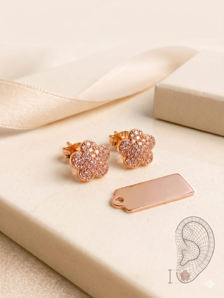Gilded Petal Pave Earrings