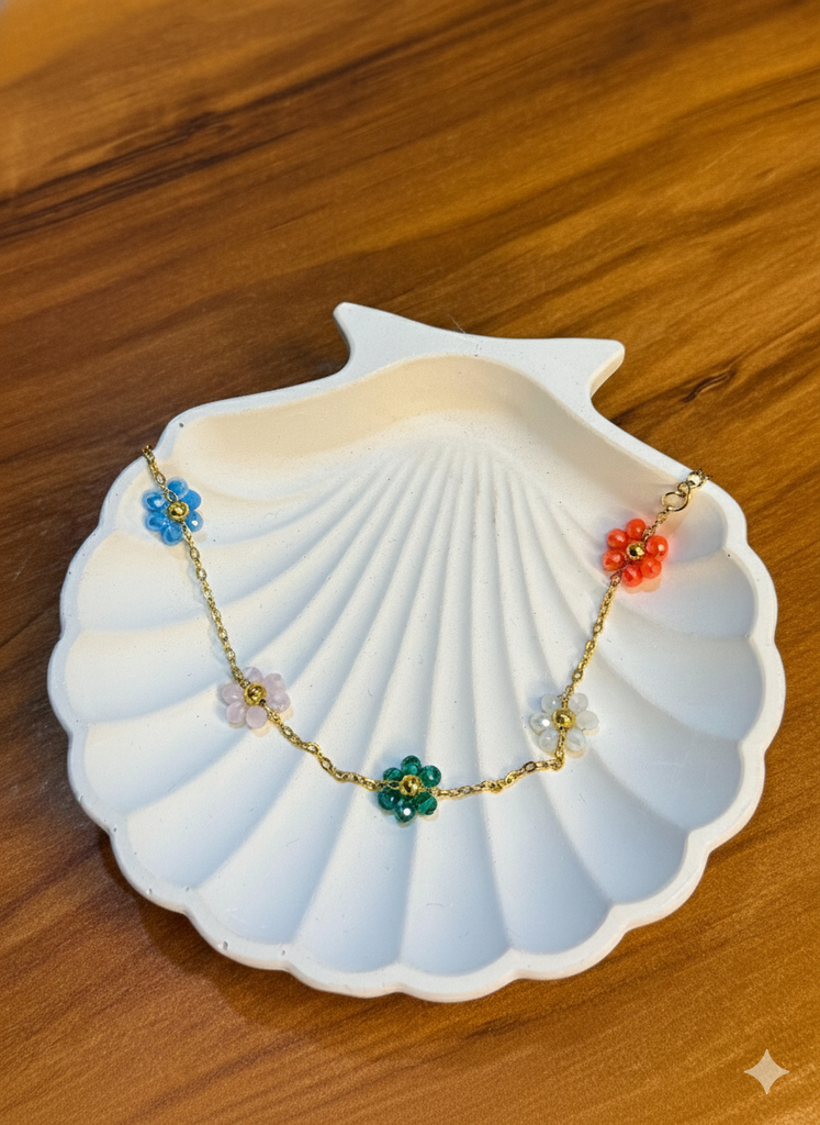 Pearl flower chain bracelet(coloured)