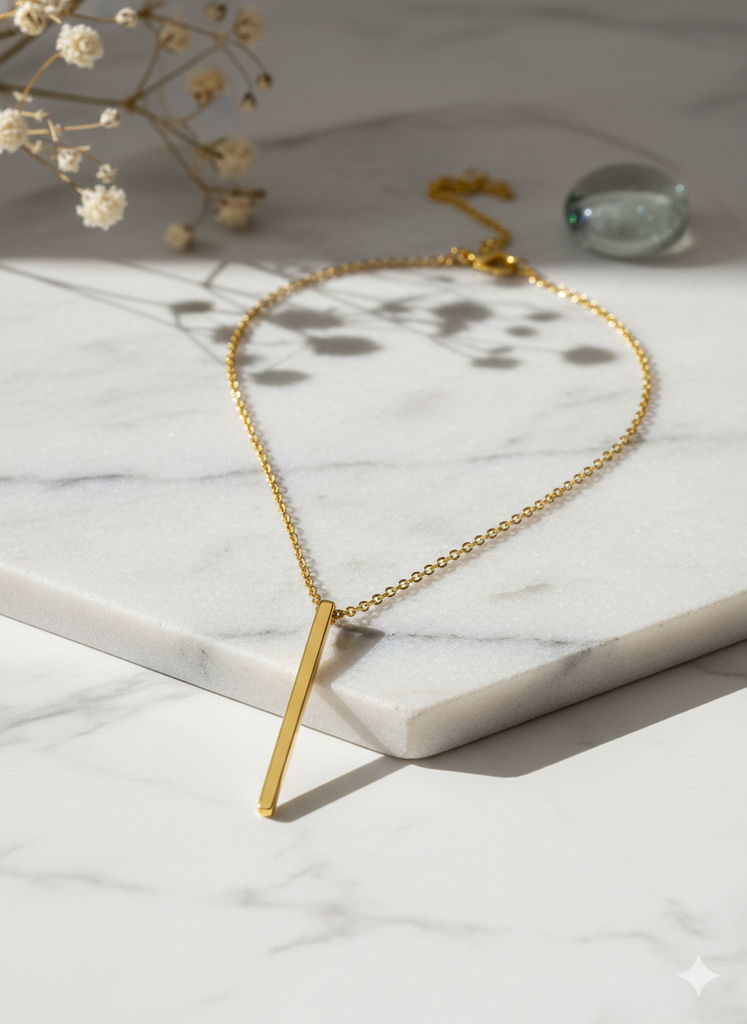Match stick necklace (golden)
