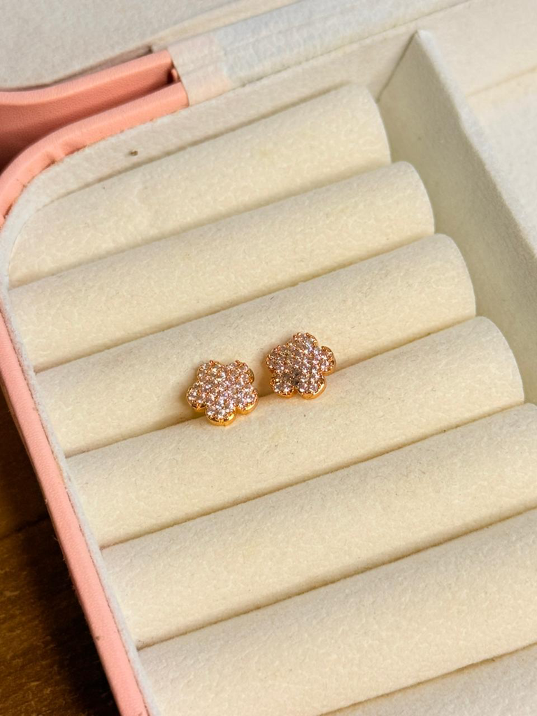 Gilded Petal Pave Earrings