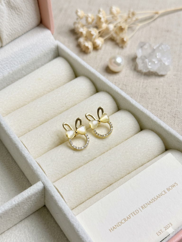 Gilded Bow Bunny Earrings: