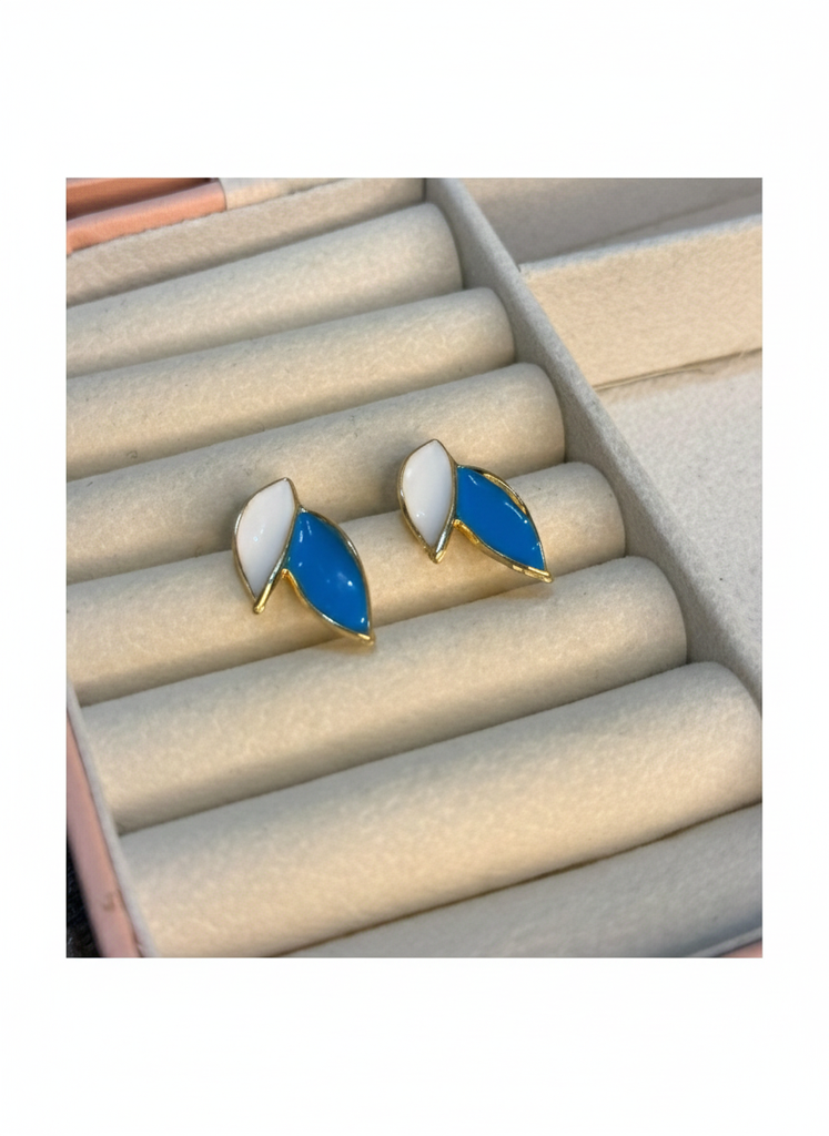 Dual leaf studs (blue)
