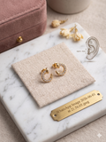 Gold Pave Crescent Studs