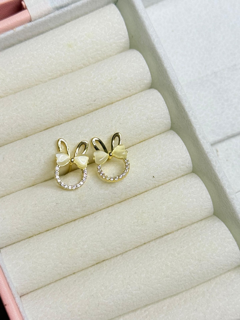 Gilded Bow Bunny Earrings: