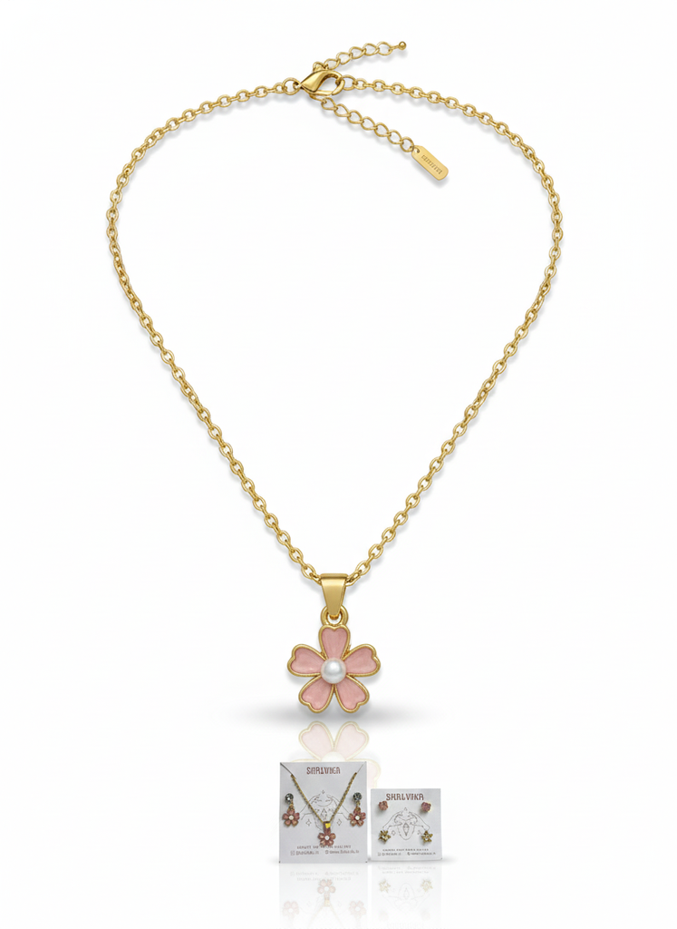 Set with studs (pink flower)