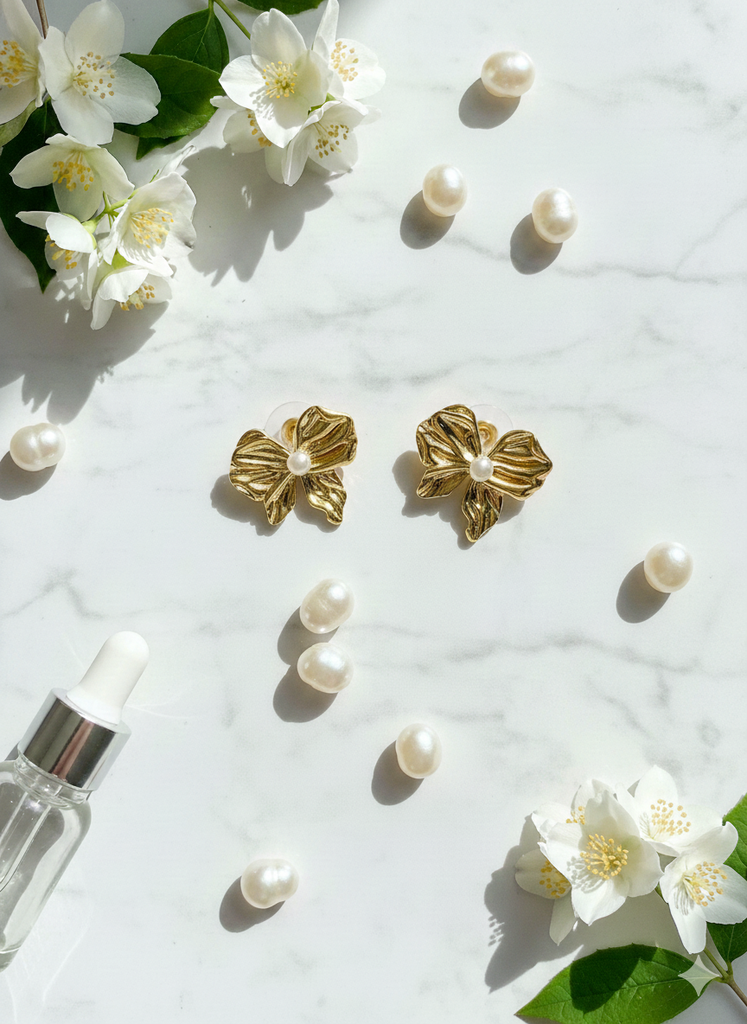 Bow droplets earrings 