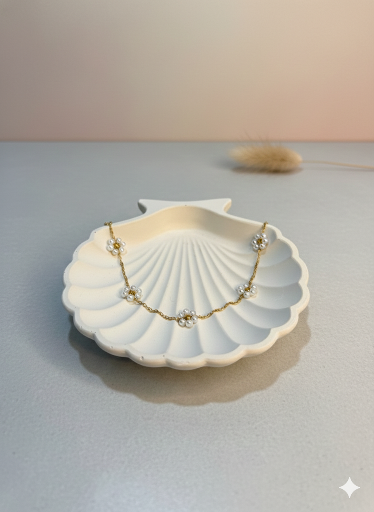 pearl flower chain bracelet