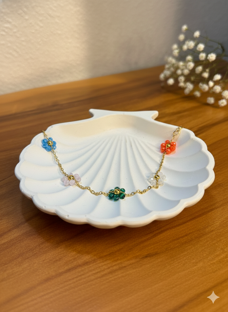 pearl flower chain bracelet(coloured)