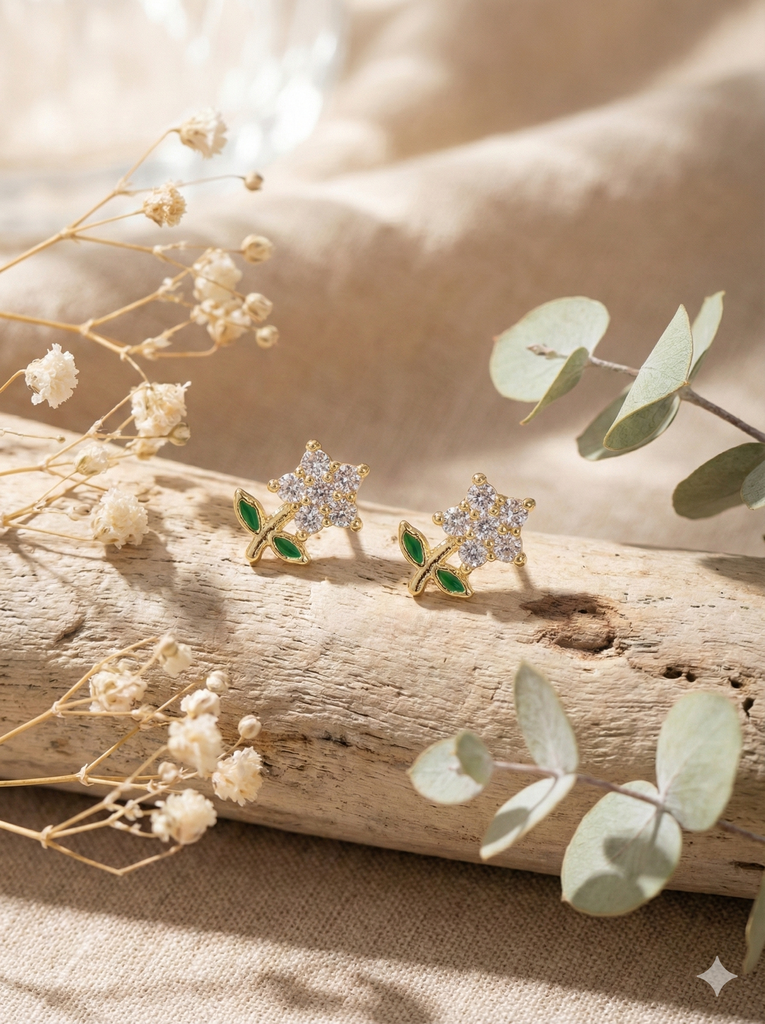 Evergreen Flower Studs