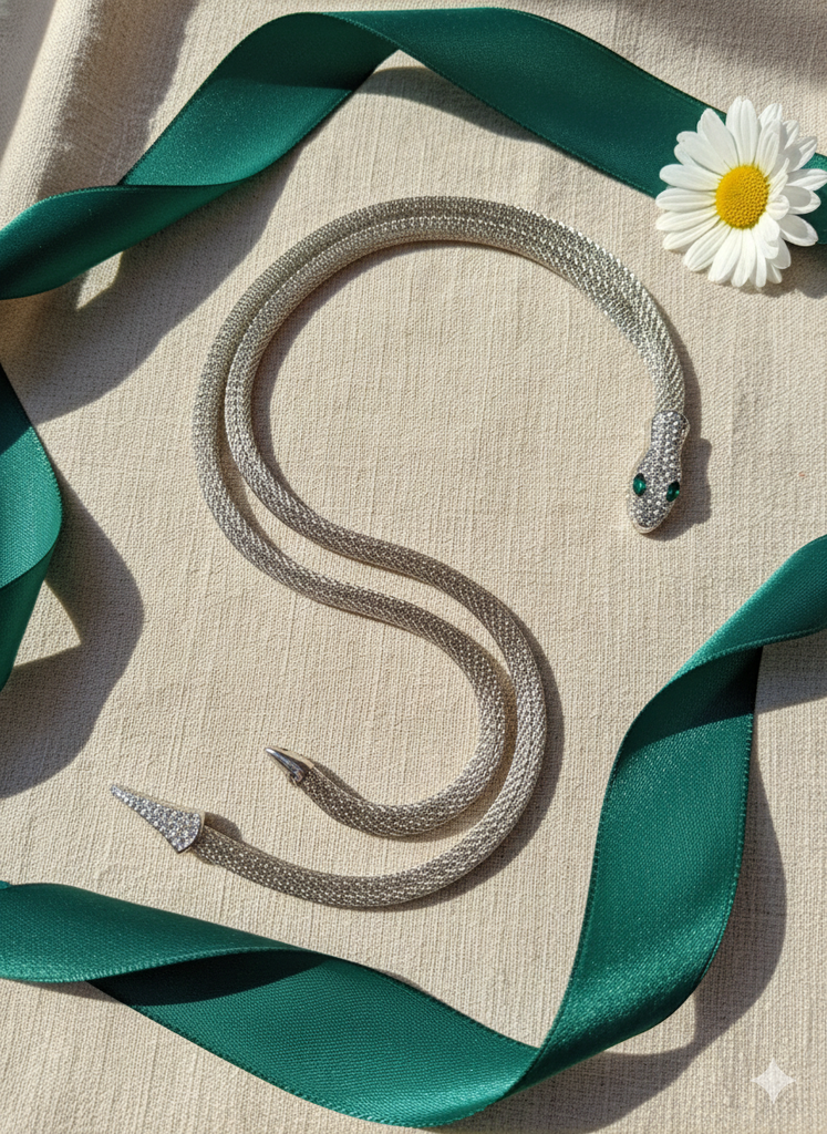 Snake mesh neck piece (silver)