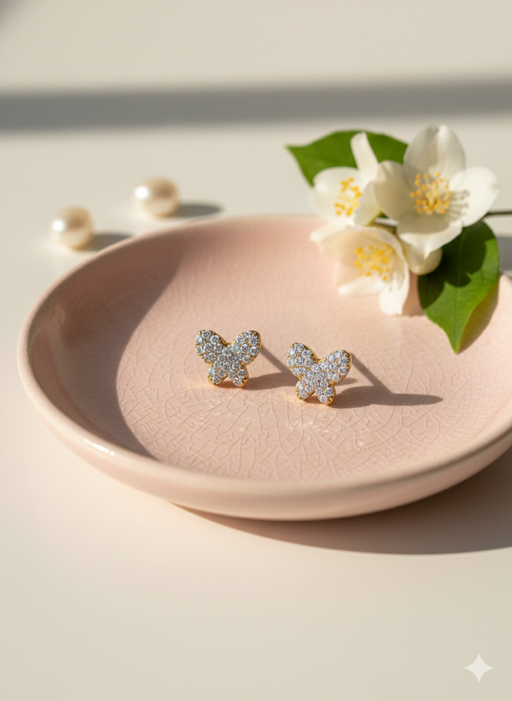 butterfly studs golden