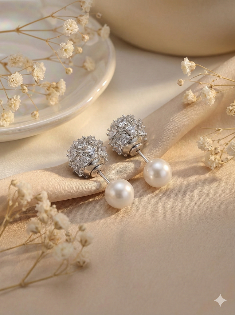 Stone and pearl studs (2 sided)