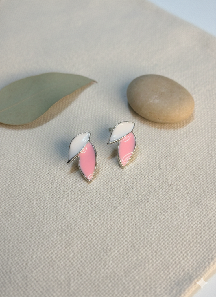 Dual leaf studs (pink)