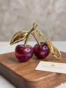 Deep Plum Glitter Cherry Bag Charm